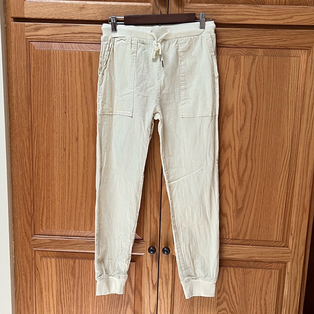 Women’s Off White Jogger Pants with Drawstring, EUC, Size S - Picture 1 of 6